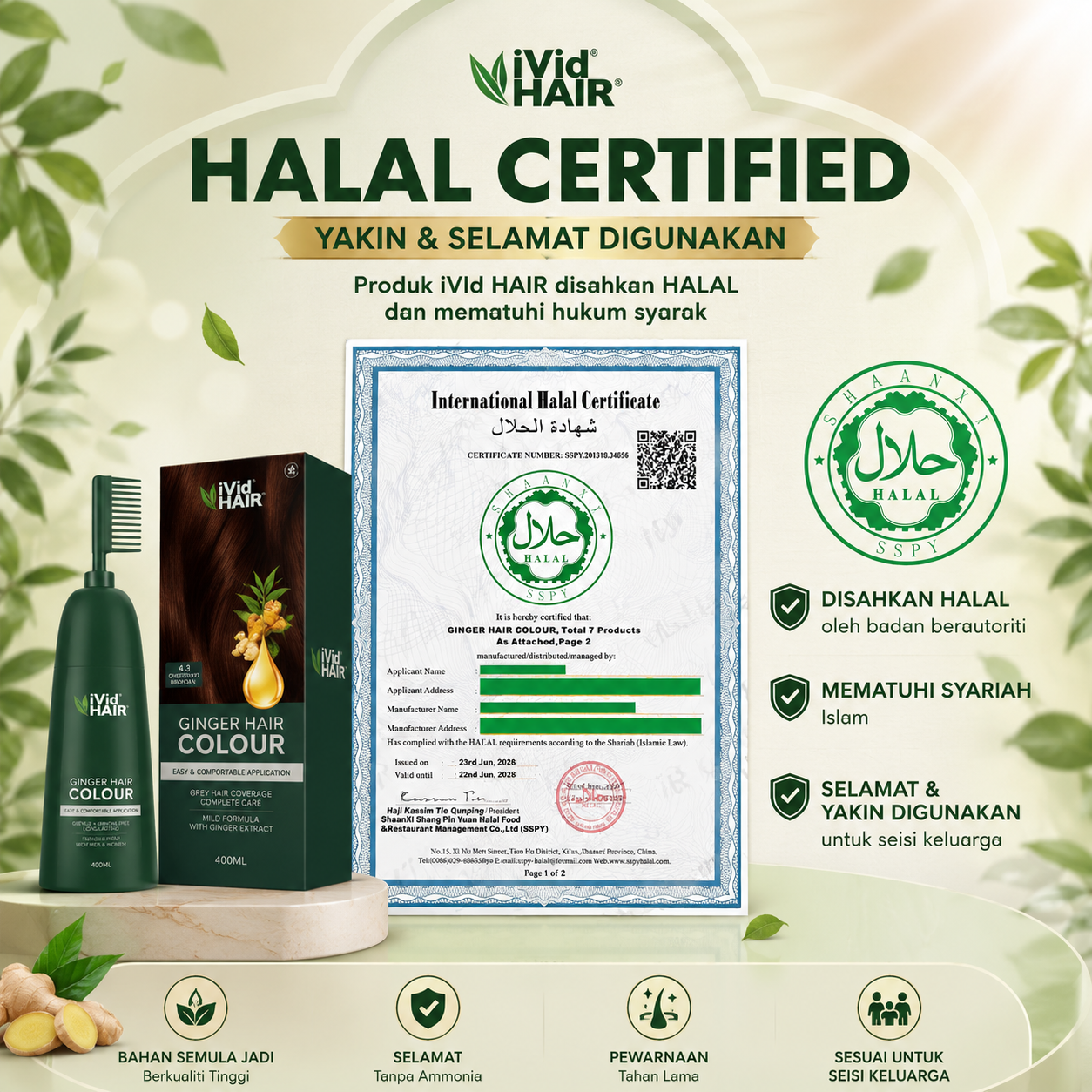 Sijil dan laporan ujian makmal ViVid HAIR