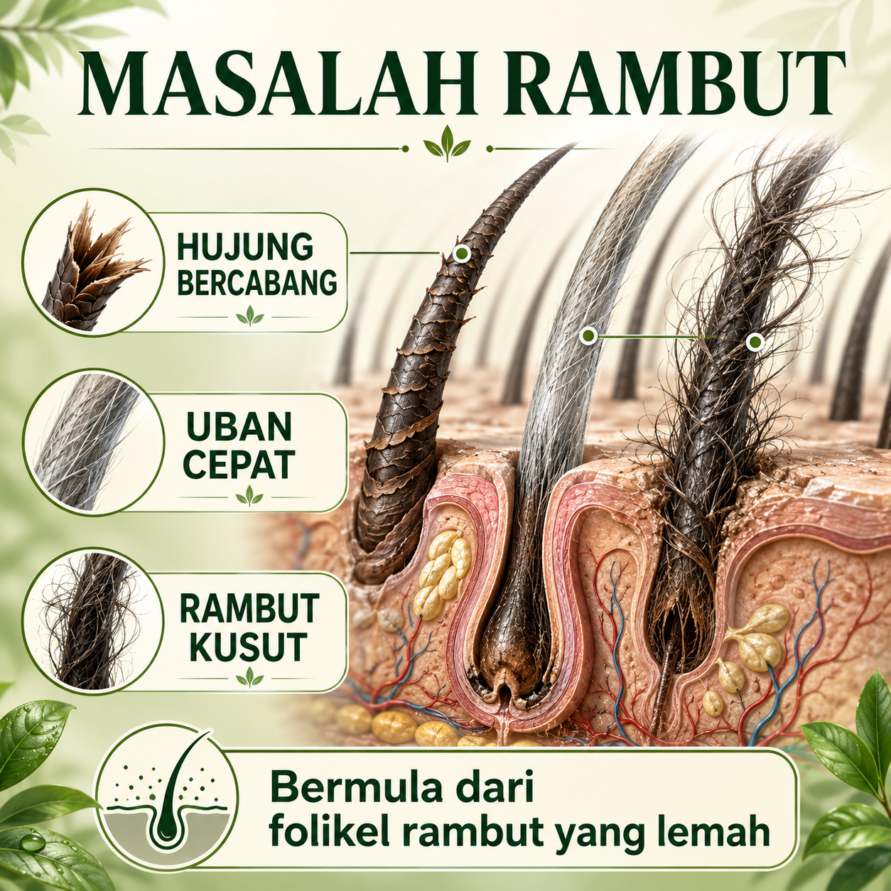 Masalah uban dan rambut kusut